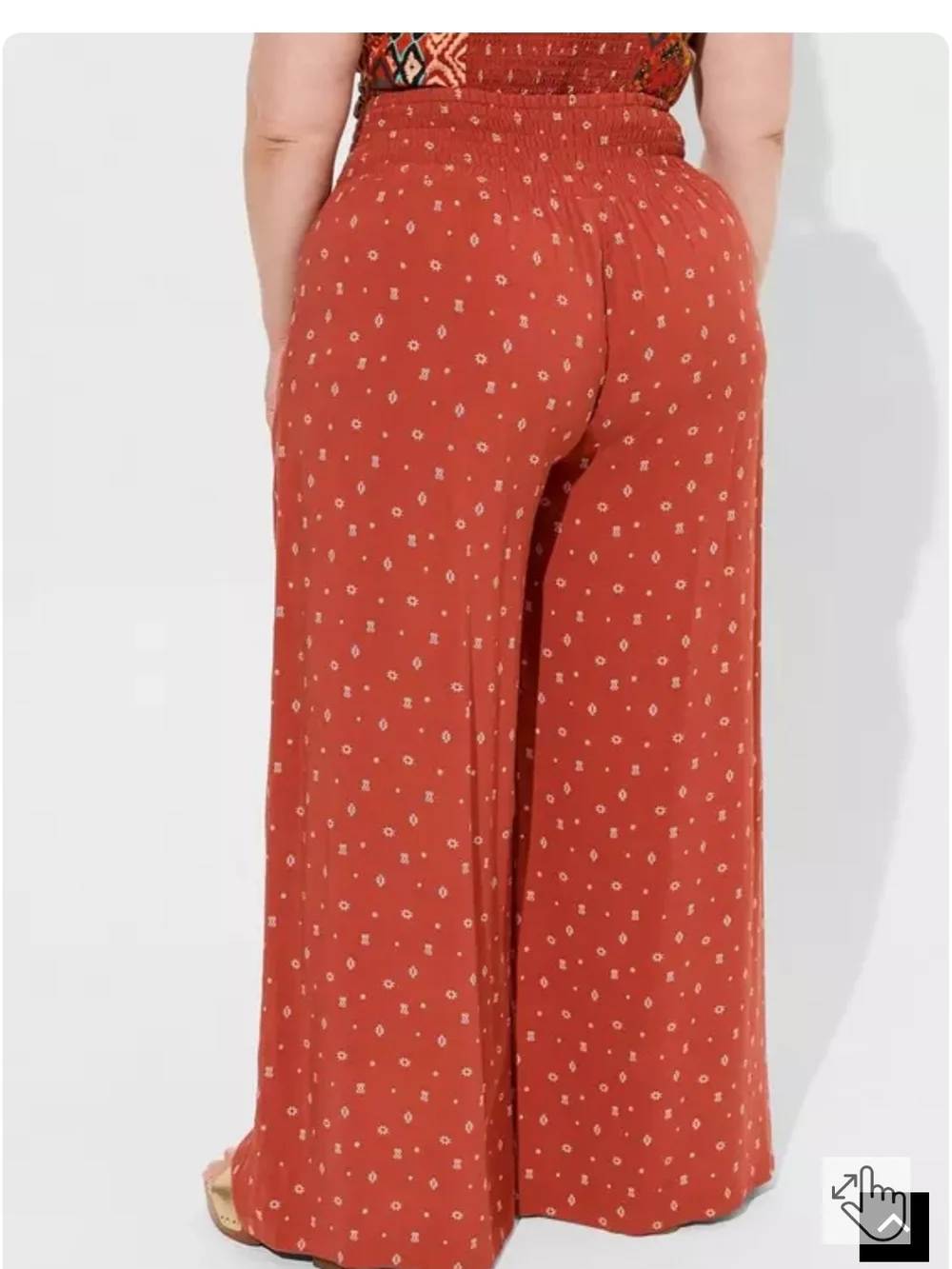 **Rust Printed Wide-Leg Tank with Ruffle Straps And Matching Pants** - Picture 2 of 7
